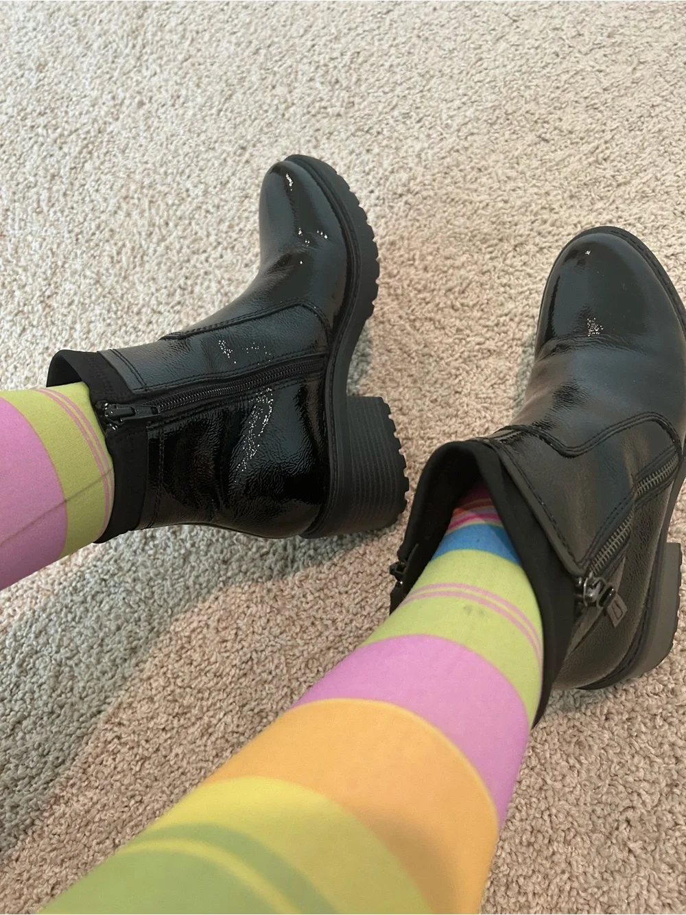 New Salvia Black Patent Ankle Boots with Side Zipper 38